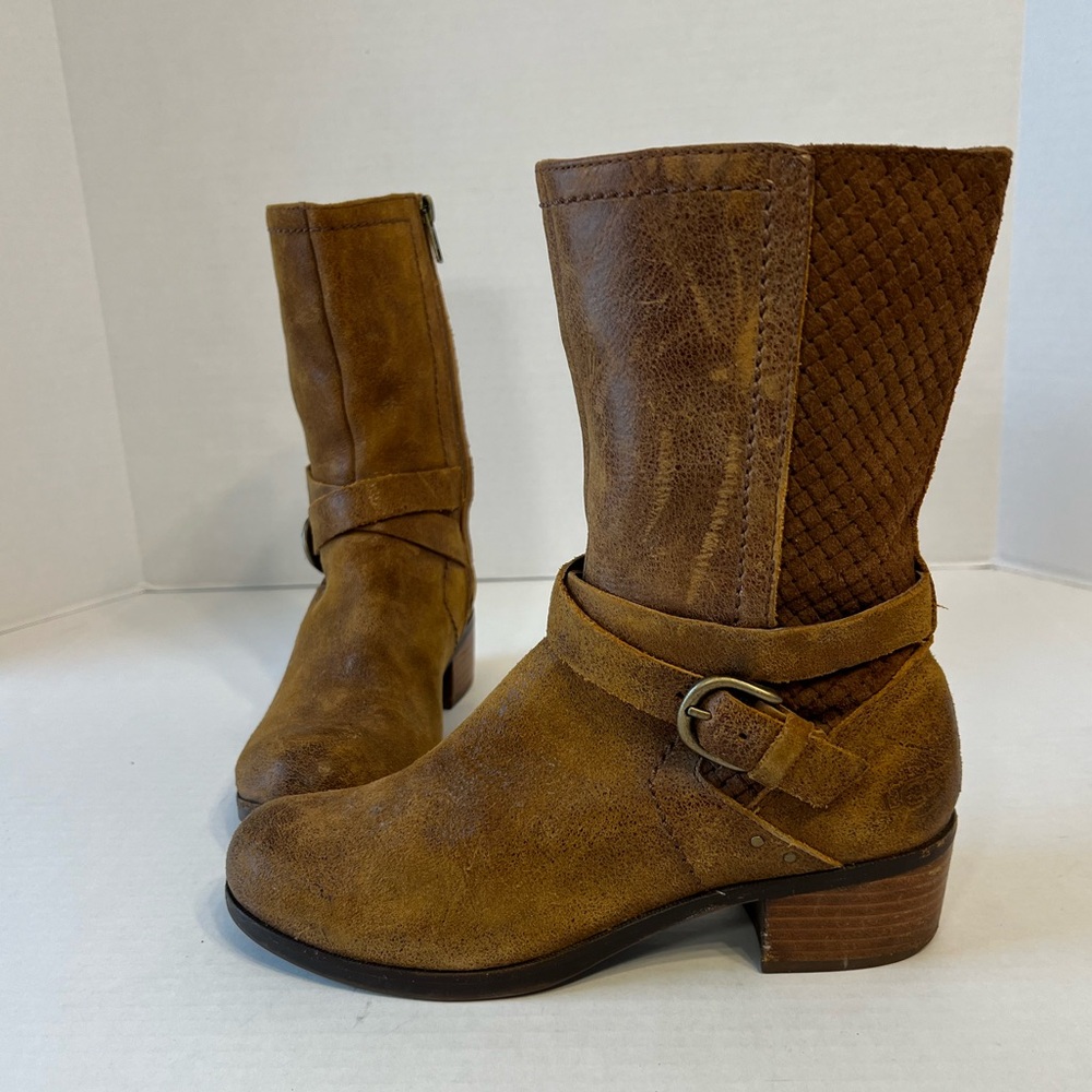 Ugg Australia Lula Mae Distressed‎ Leather Boots  Chestnut 1004171 Women’s 7.5